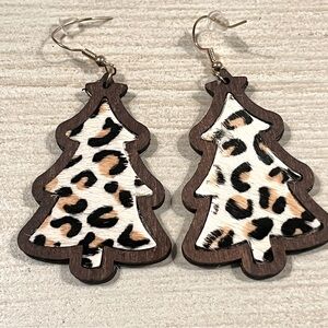 Leopard Print Tree Dangle Earrings NEW NWT